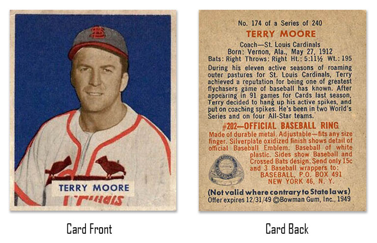 1949 Bowman Terry Moore baseball card