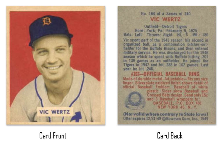 1949 Bowman Vic Wertz baseball card