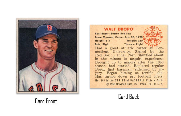 1950 Bowman baseball Walt Dropo rookie card