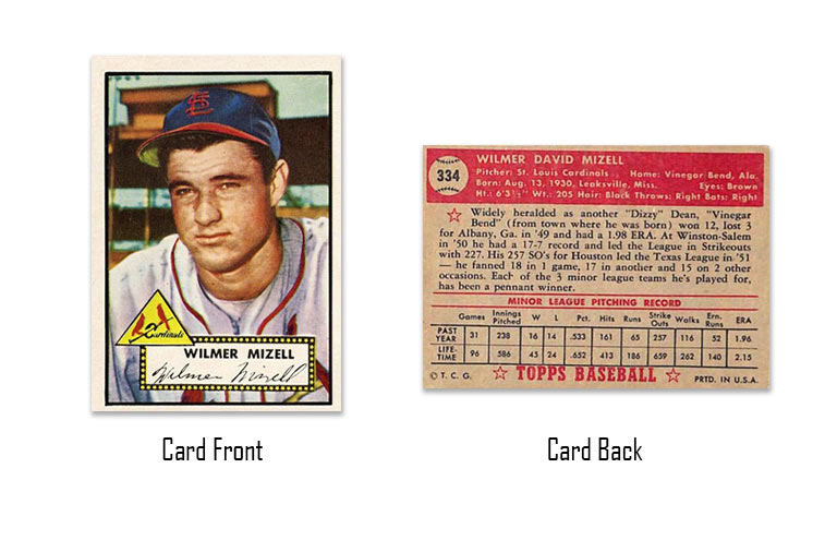 1952 Topps Wilmer Mizell Rookie Card #334