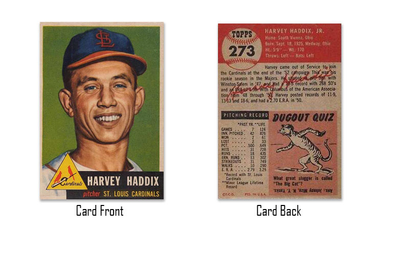 1953 Topps Harvey Haddix rookie card