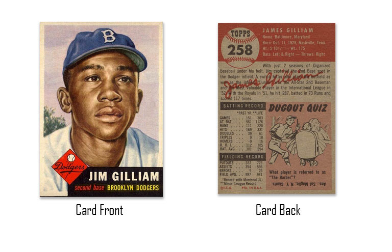 1953 Topps Jim Gilliam rookie card