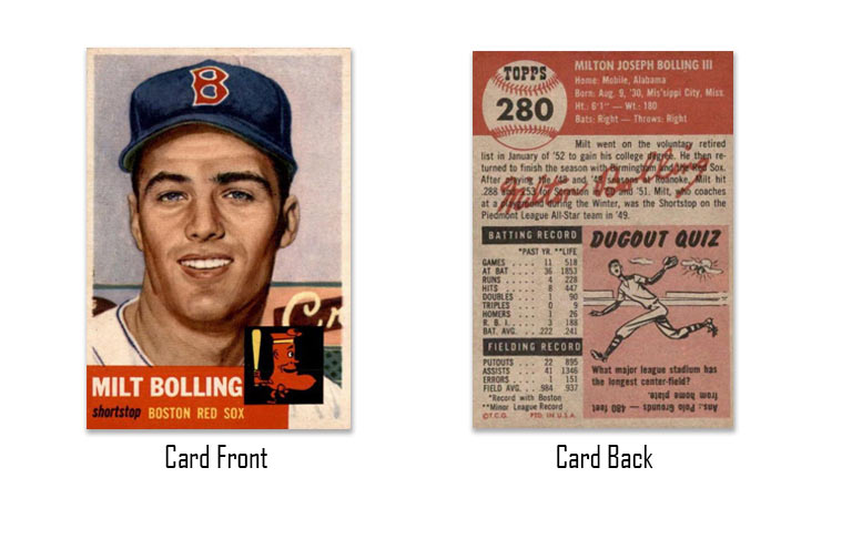 1953 Topps Milt Bolling rookie card