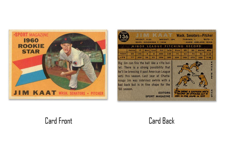 1960 Topps Jim Kaat rookie card