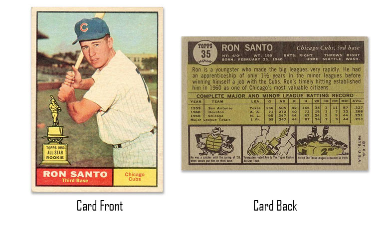 1961 Topps Ron Santo rookie card