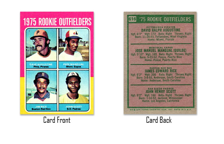 1975 Topps baseball Jim Rice rookie card