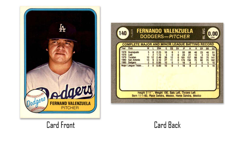 1981 Fleer Fernando Valenzuela rookie card