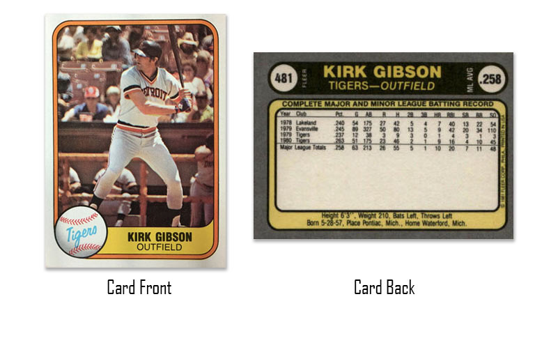 1981 Fleer Kirk Gibson rookie card
