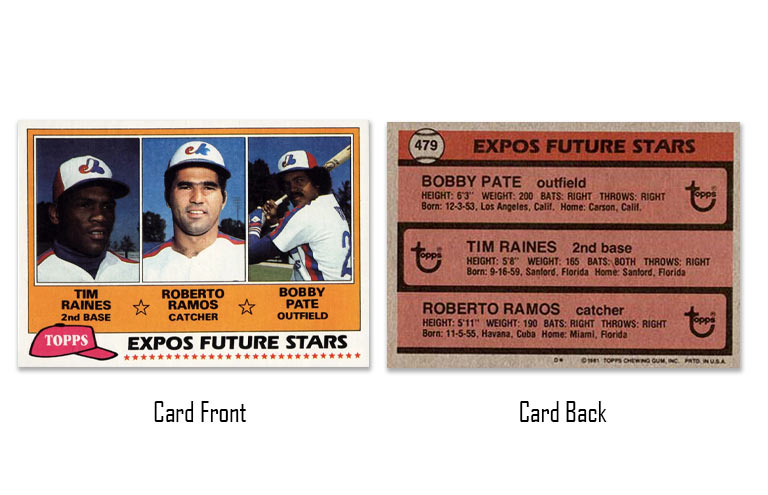 1981 Topps Tim Raines future stars rookie card