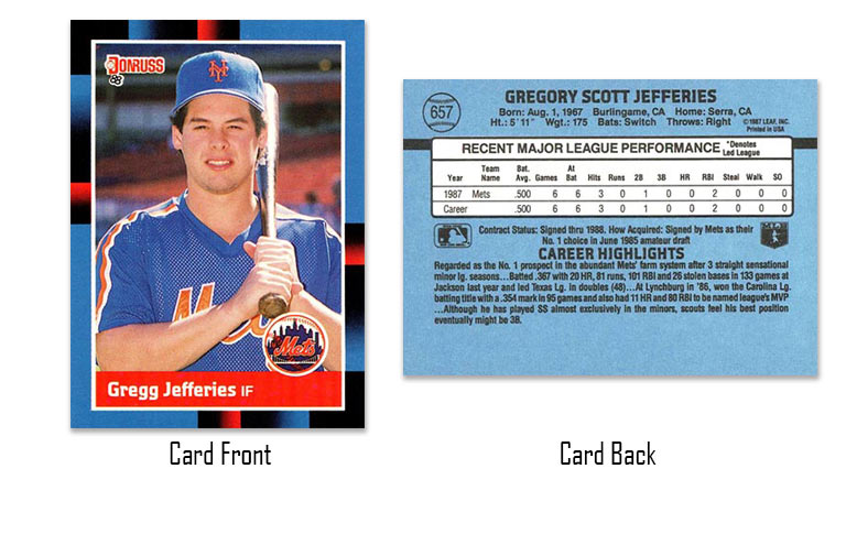 1988 Donruss Gregg Jefferies rookie card