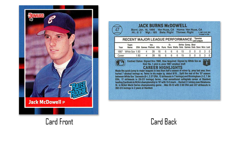 1988 Donruss Jack McDowell rookie card
