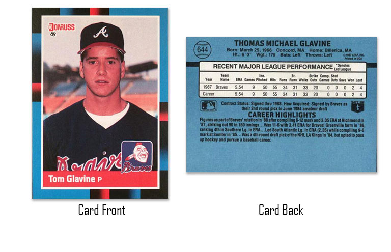 1988 Donruss Tom Glavine rookie card