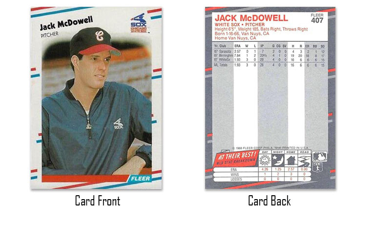 1988 Fleer Jack McDowell rookie card