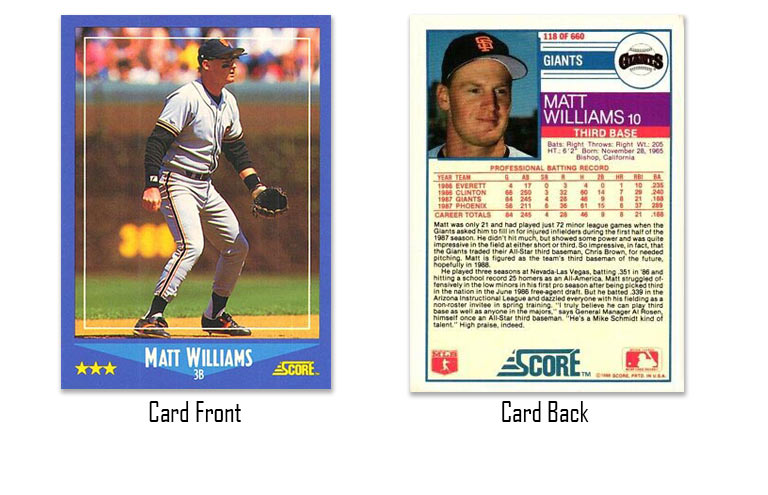 1988 Score Matt Williams rookie card