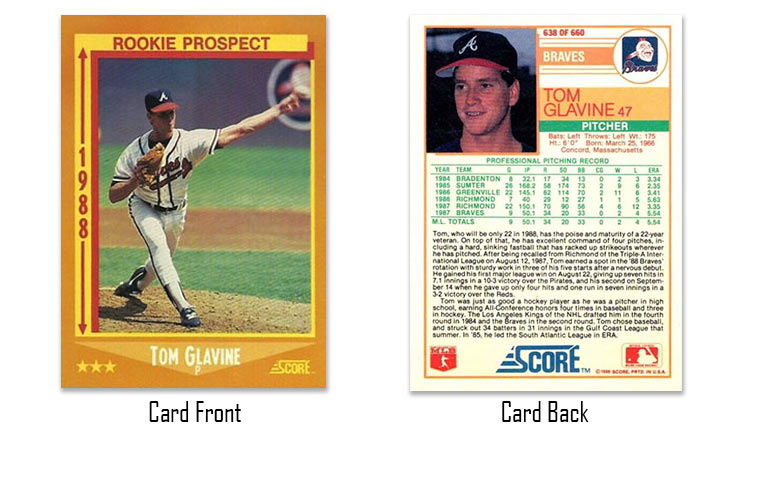1988 Score Tom Glavine rookie card