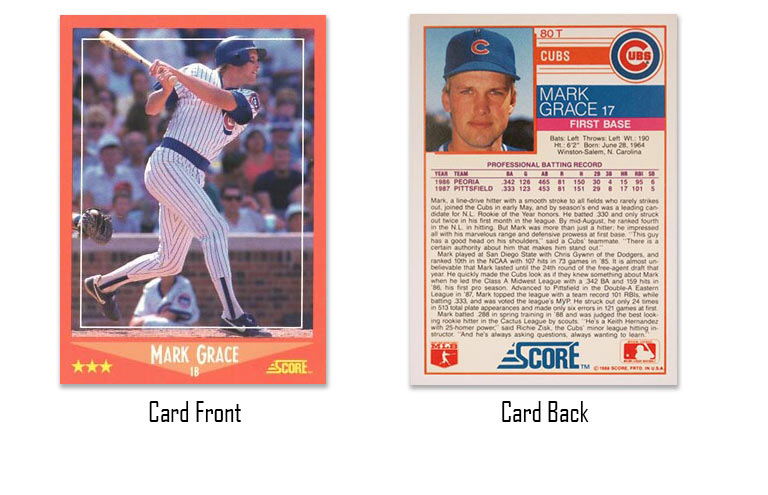 1988 Score Traded Mark Grace rookie card