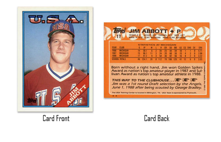 1988 Topps Traded Jim Abbott rookie card
