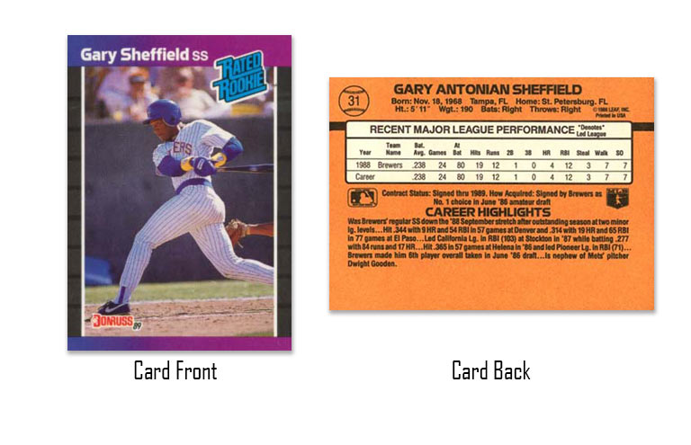1989 Donruss Gary Sheffield rookie card #31