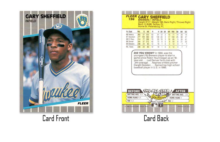 1989 Fleer baseball Gary Sheffield rookie card #196