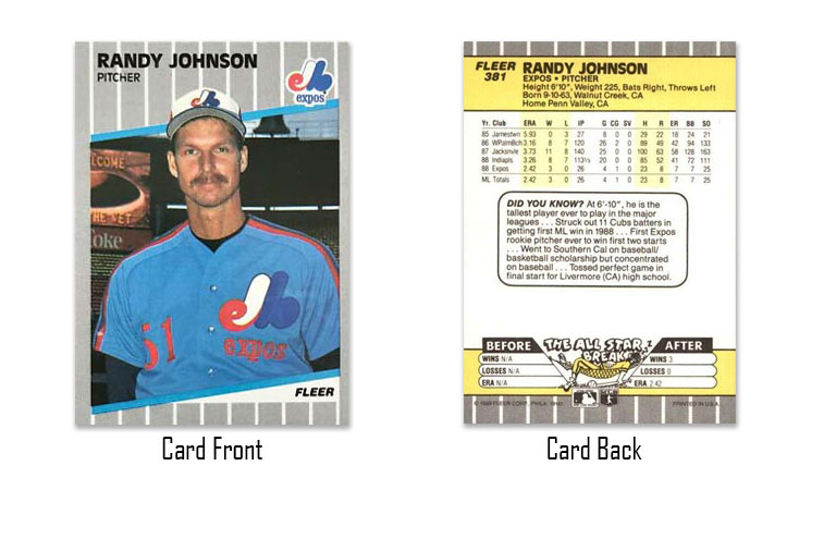 1989 Fleer Randy Johnson rookie card #381