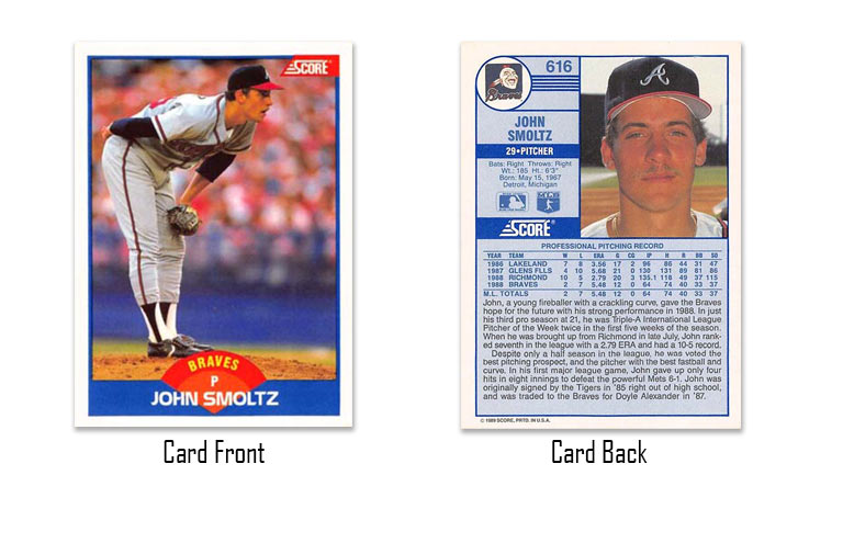 1989 Score John Smoltz #616