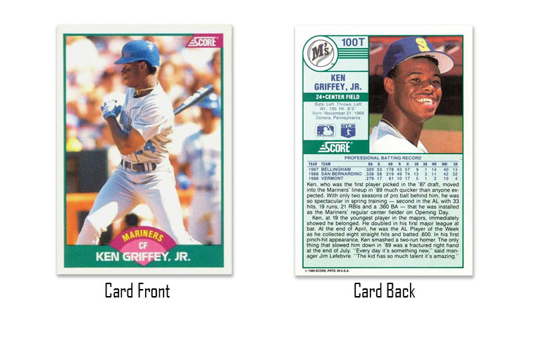 1989 Score baseball Ken Griffey Jr. rookie card #100T