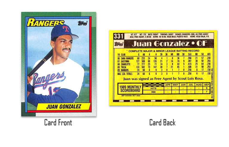 1990 Topps Juan Gonzalez rookie card