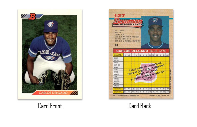 1992 Bowman Carlos Delgado rookie card