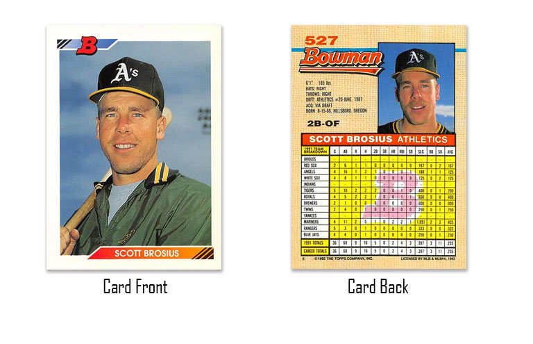 1992 Bowman Scott Brosius rookie card