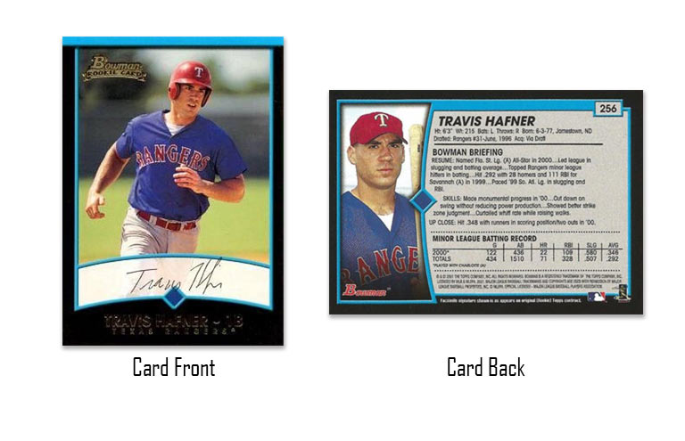 2001 Bowman Travis Hafner rookie card