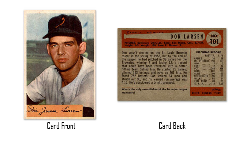 1954 Bowman Don Larsen rookie card