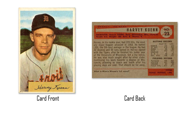 1954 Bowman Harvey Kuenn rookie card