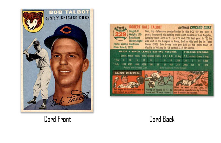 1954 Topps Bob Talbot rookie card