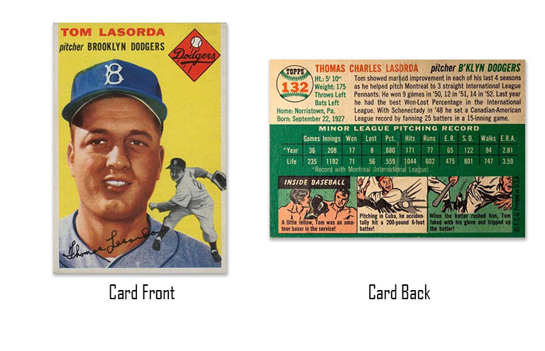 1954 Topps Tommy Lasorda rookie card