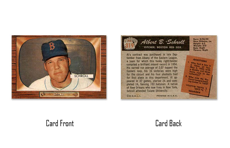 1955 Bowman baseball Al Schroll rookie card