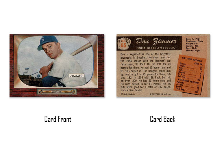 1955 Bowman Don Zimmer rookie card