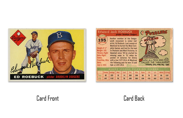 1955 Topps Ed Roebuck rookie card