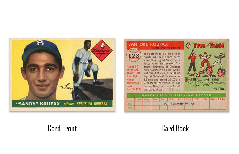 1955 Topps Sandy Koufax rookie card