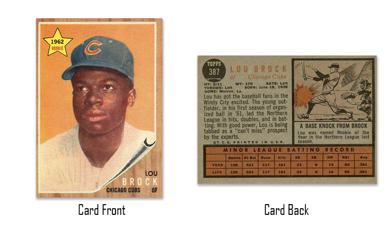 1962 Topps Lou Brock rookie card