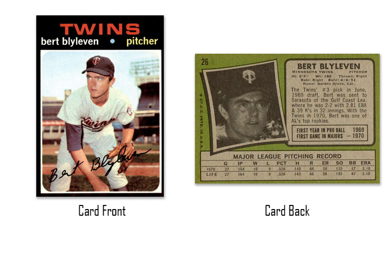 1971 Topps Bert Blyleven rookie card
