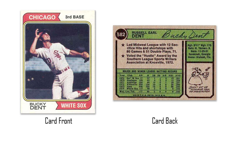 1974 Topps Bucky Dent rookie card