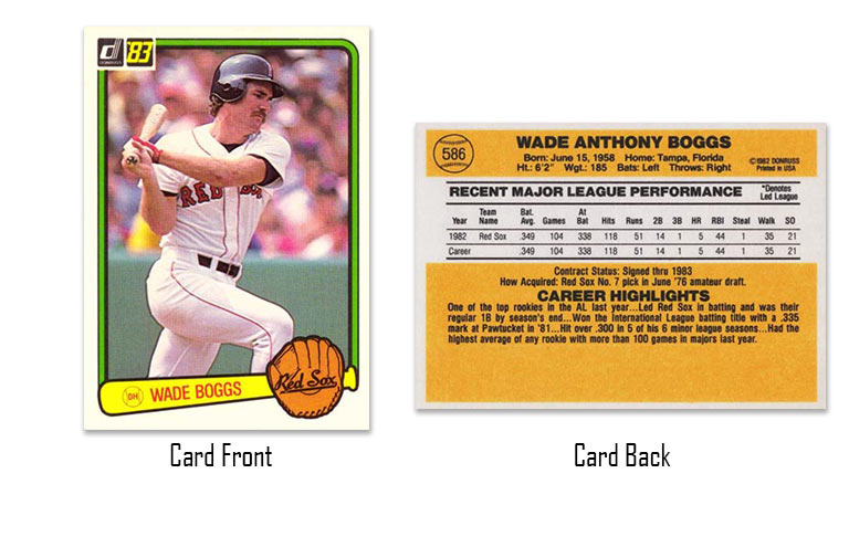 1983 Donruss Wade Boggs rookie card
