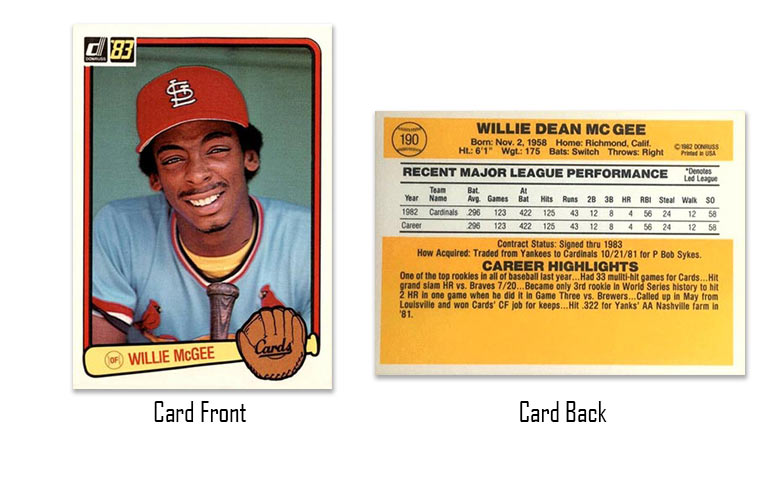 1983 Donruss Willie McGee rookie card