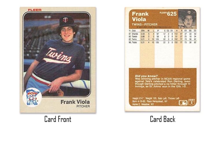 1983 Fleer Frank Viola rookie card