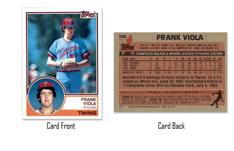 1983 Topps Frank Viola rookie card