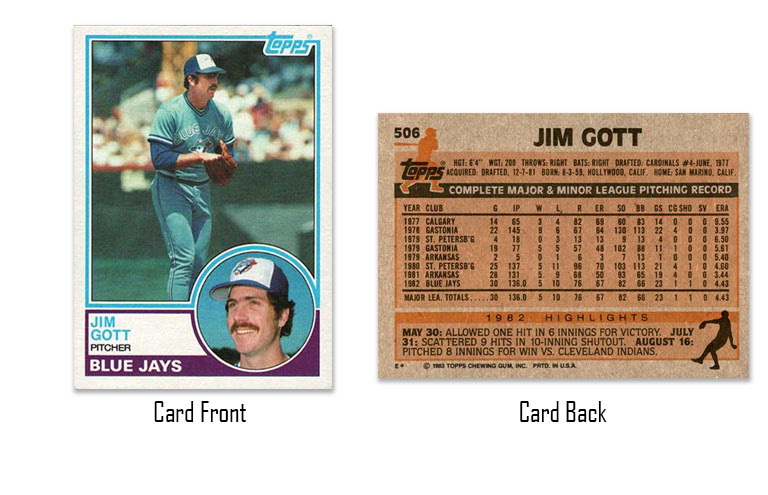 1983 Topps Jim Gott rookie card