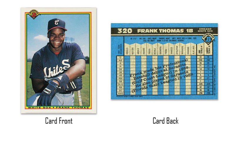 1990 Bowman Frank Thomas rookie card