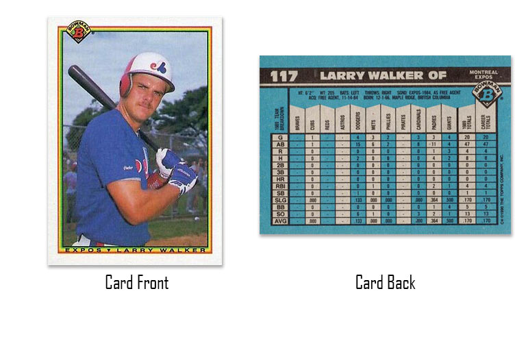 1990 Bowman Larry Walker rookie card