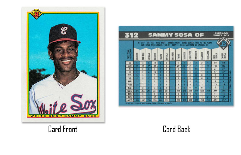1990 Bowman Sammy Sosa rookie card