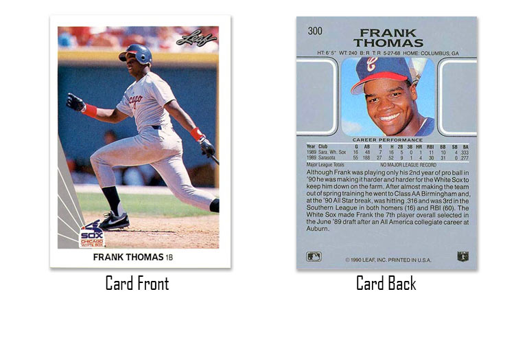 1990 Leaf baseball Frank Thomas rookie card